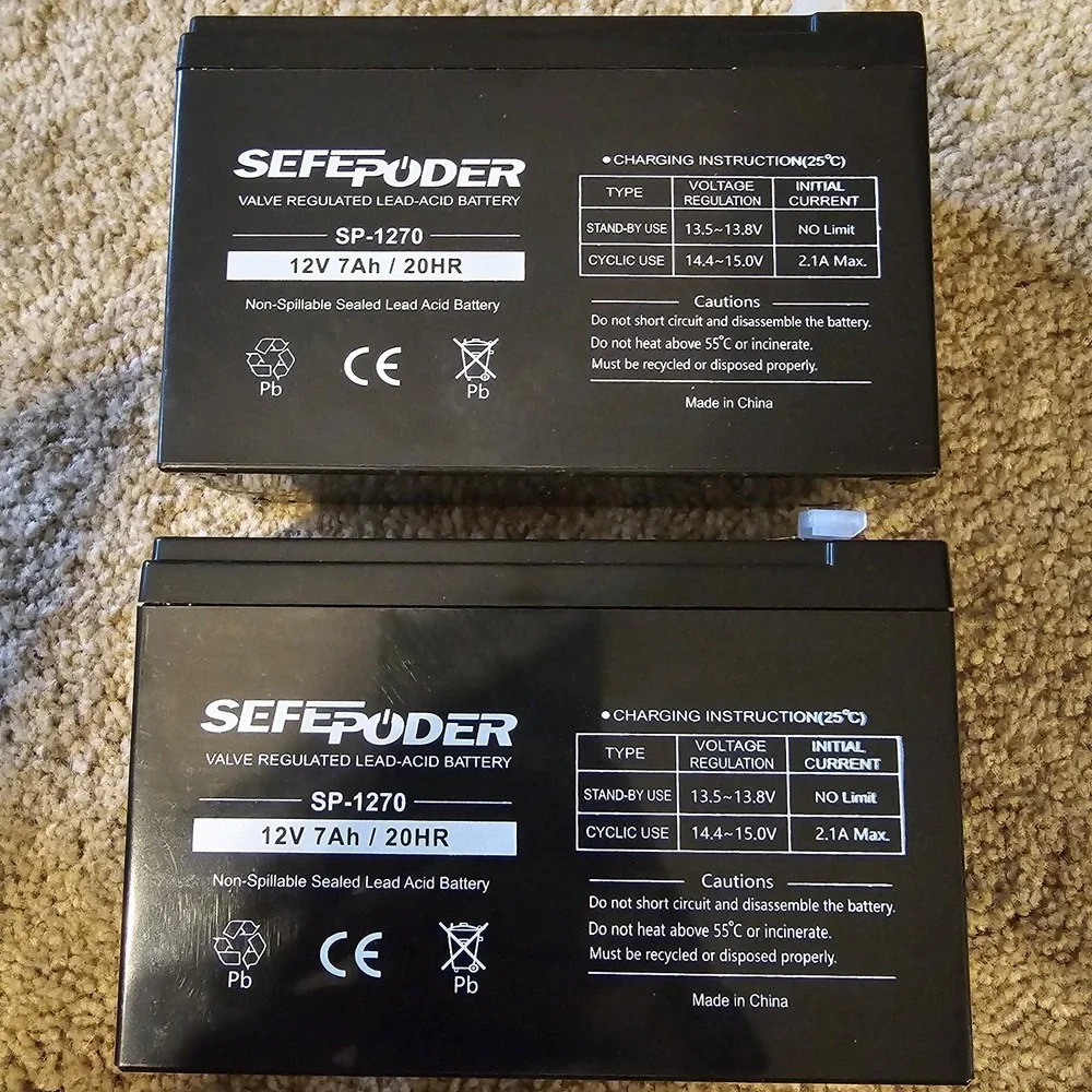 12 Volt‎ 7ah Rechargeable Sealed Lead Acid Battery 2 Pack (F1 Terminals) NEW.